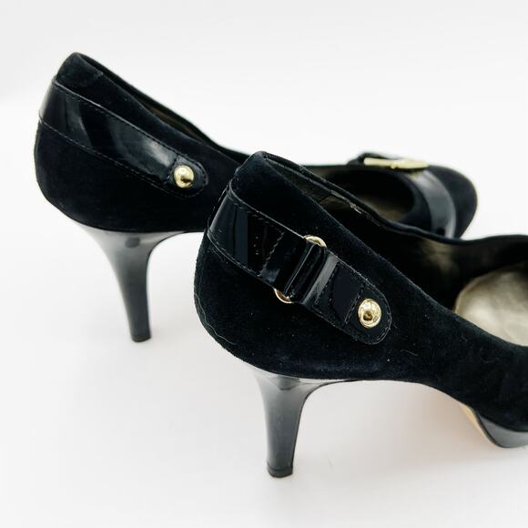 Antonio Melani Round Toe Platform Suede Leather Pumps Black 9.5 - Picture 8 of 10